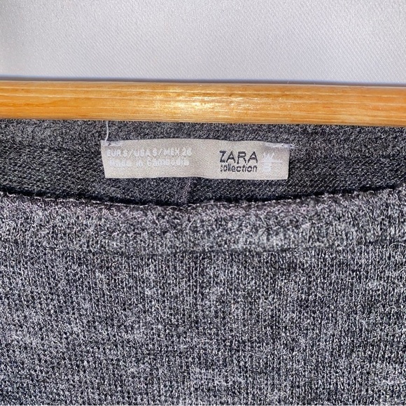 Zara Charcoal Gray Ruffled Cozy Boxy Pullover Long-sleeved Sweater Size Small - Picture 7 of 7